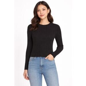 Dress Forum Ribbed Sweater Womens Petite Large Black Knit New Pullover